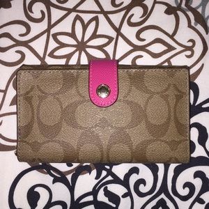 Coach brown and pink wallet